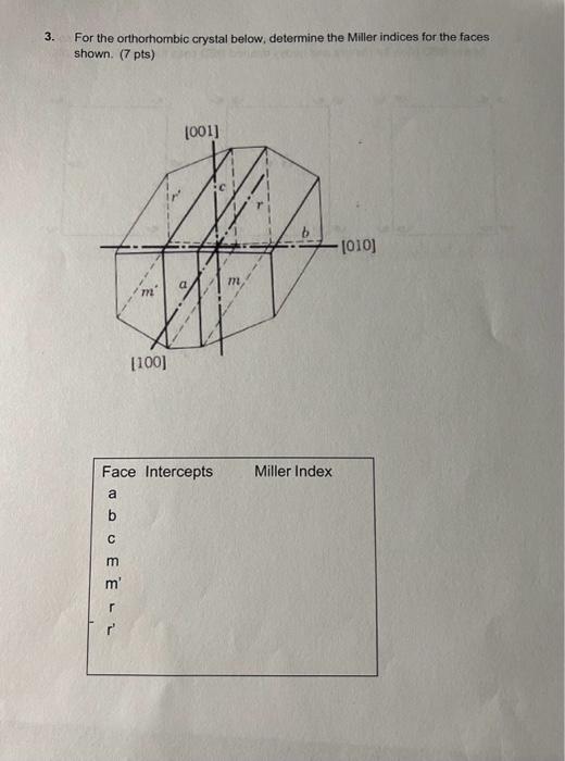 Solved 3. For the orthorhombic crystal below, determine the | Chegg.com