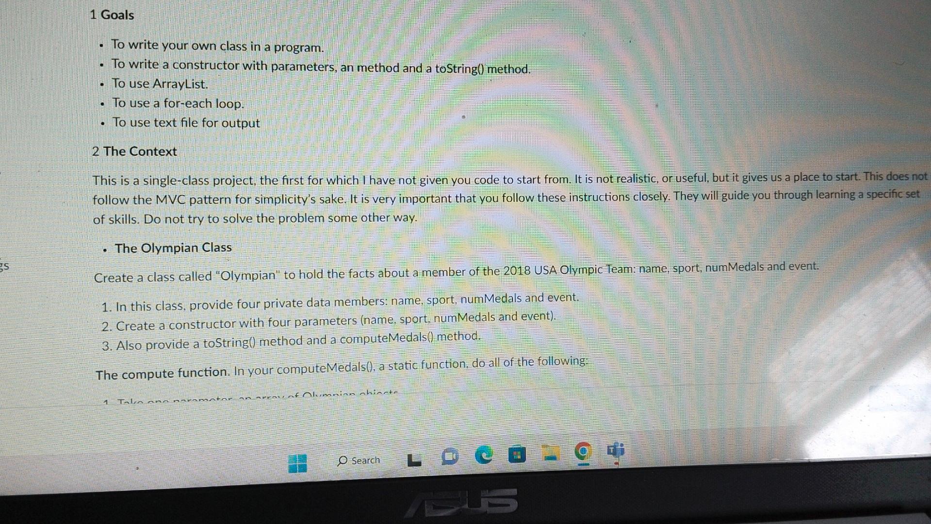 1 Goals - To write your own class in a program. - To | Chegg.com