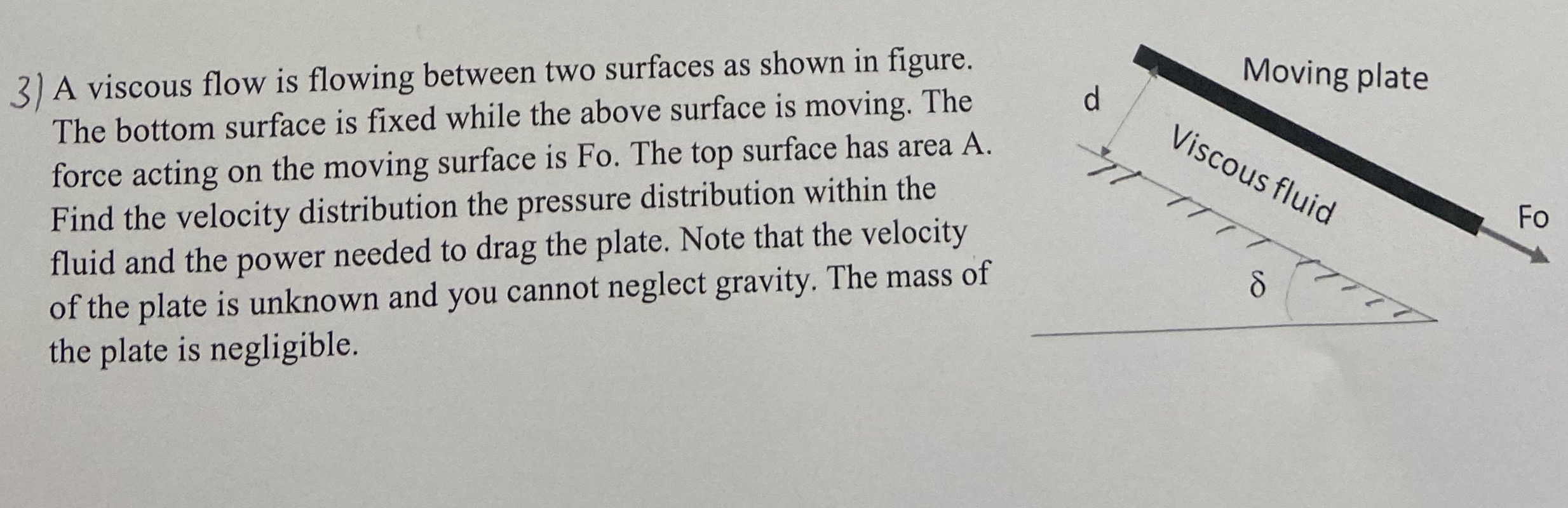 Solved A viscous flow is flowing between two surfaces as | Chegg.com