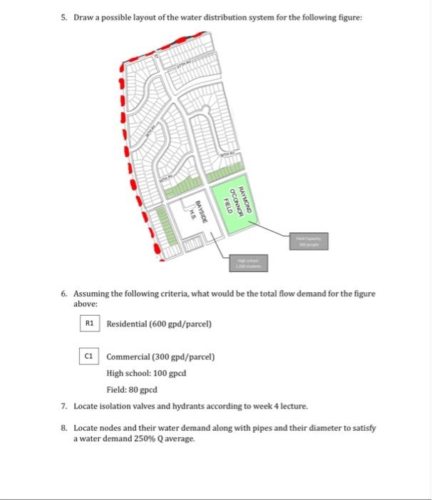 Solved 5. Draw a possible layout of the water distribution | Chegg.com