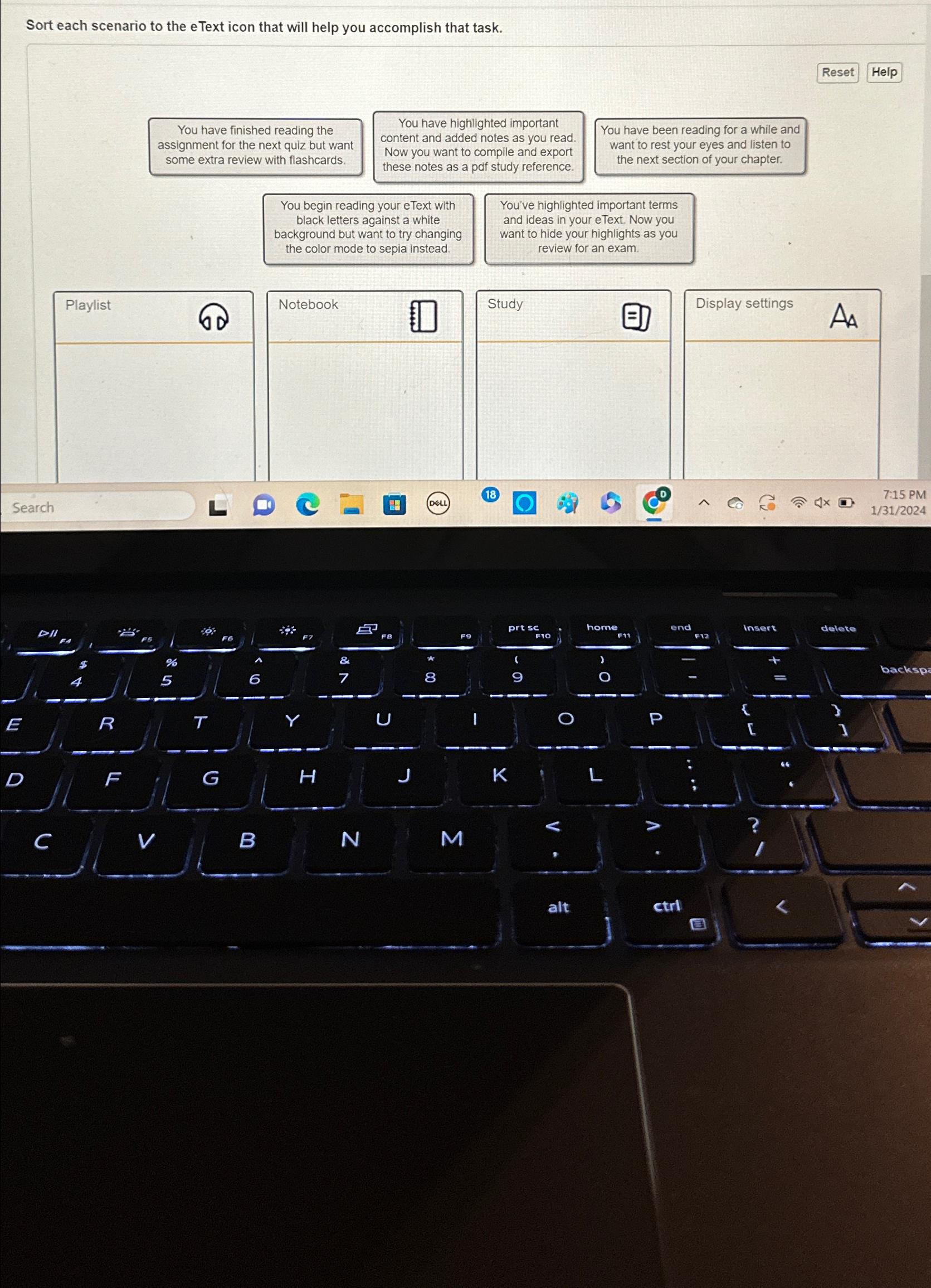 Solved Sort each scenario to the eText icon that will help