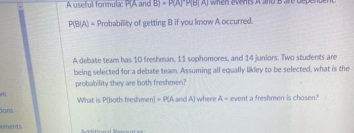 Solved P(B∣A)= Probability Of Getting B If You Know A | Chegg.com