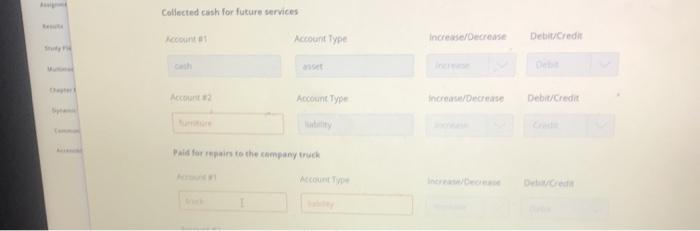 Solved Collected cash for future services Account Type | Chegg.com