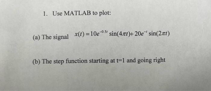 Solved 1. Use MATLAB to plot: (a) The signal | Chegg.com