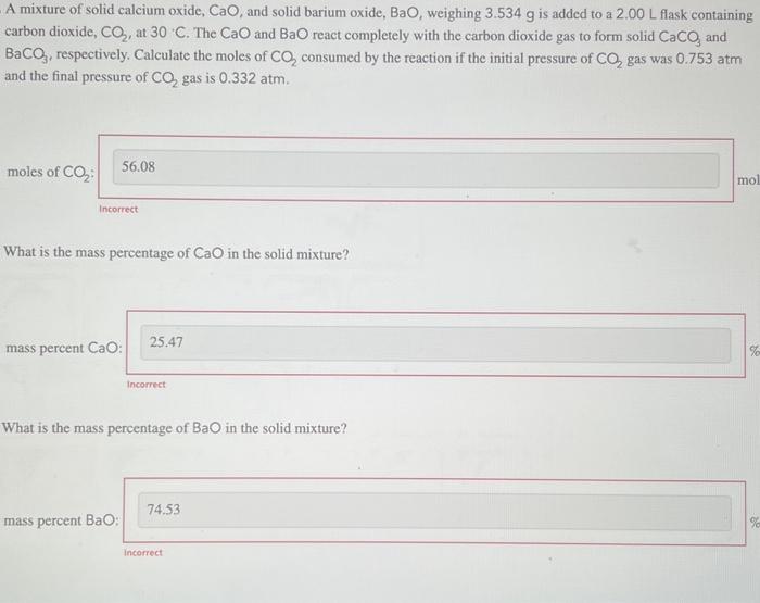 Solved a mixture of solid calcium oxide cao and solid chegg