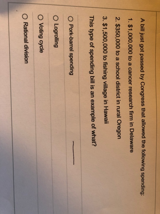 Solved A bill just got passed by Congress that allowed the