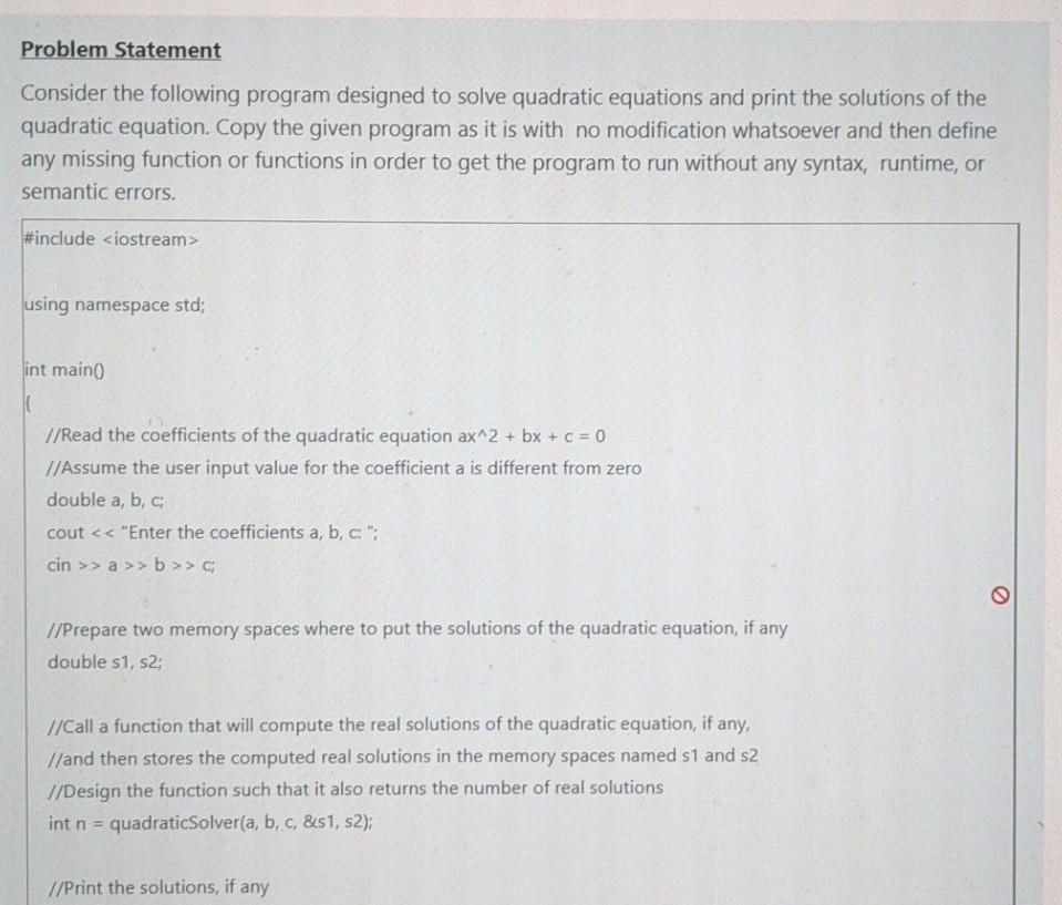 Solved Problem Statement Consider the following program | Chegg.com