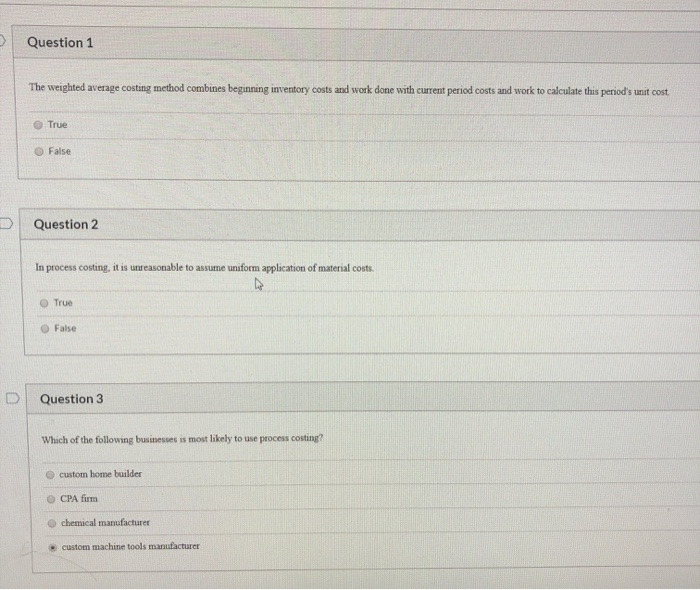 Solved question 1 the weighted average costing method chegg
