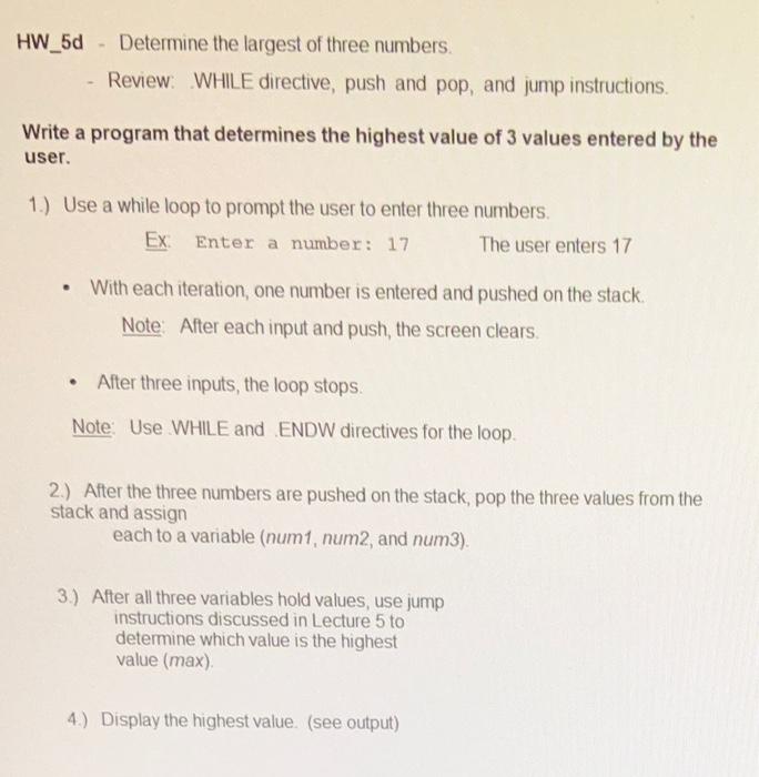 Solved HW_5d - Determine the largest of three numbers. | Chegg.com
