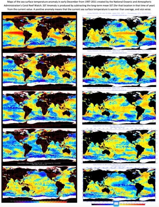 Solved Maps of the sea surface temperature anomaly in early | Chegg.com