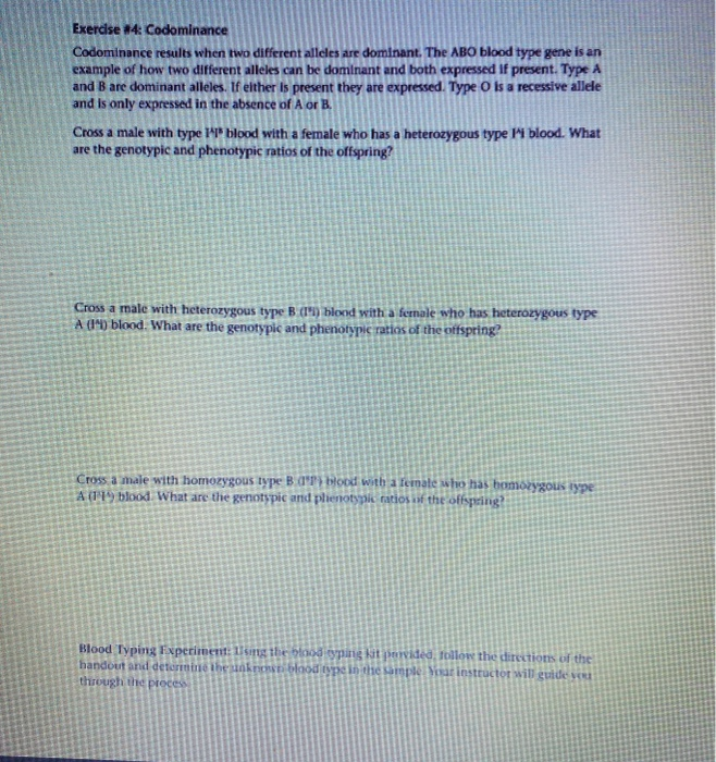 Solved Exercise #4: Codominance Codominance Results When Two | Chegg.com