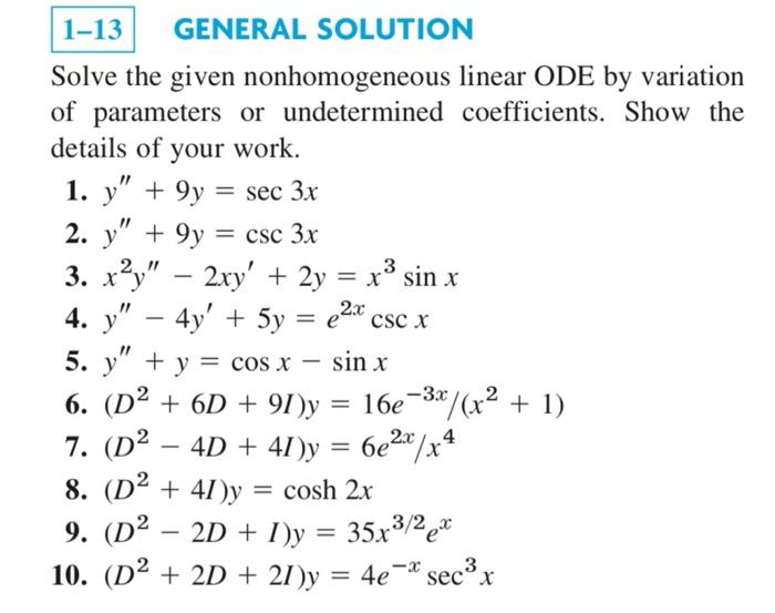 Solved Solve the given nonhomogeneous linear ODE by | Chegg.com
