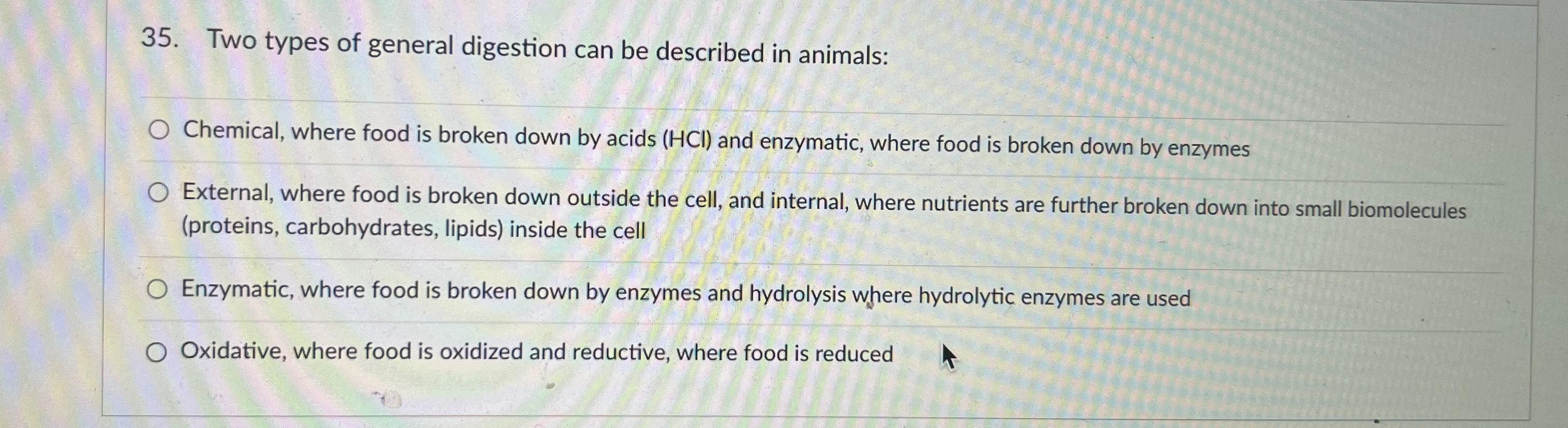 Solved Two types of general digestion can be described in | Chegg.com