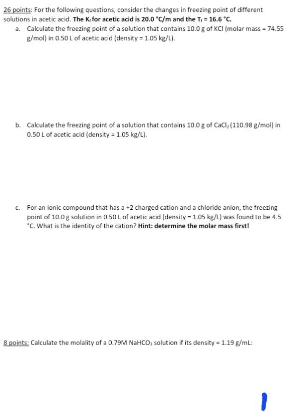 Solved 26 points For the following questions, consider the