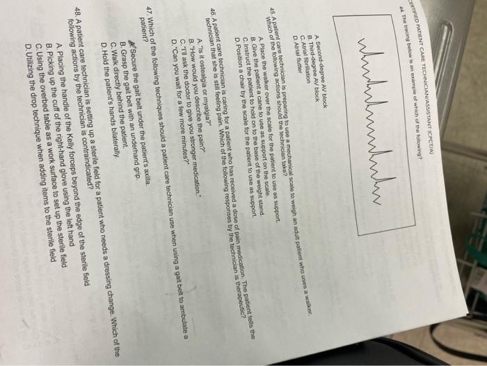 CERTIFIED PATIENT CARE TECHNICIAN ASSISTANT CPCTA) The tracing below is an example of which of the following? whuhrkumbuka A.