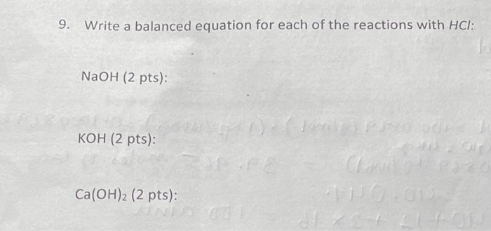 Solved 9. Write a balanced equation for each of the | Chegg.com