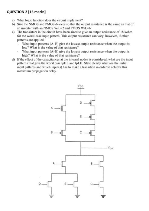 Solved QUESTION 2 [15 marks] a) What logic function does the | Chegg.com