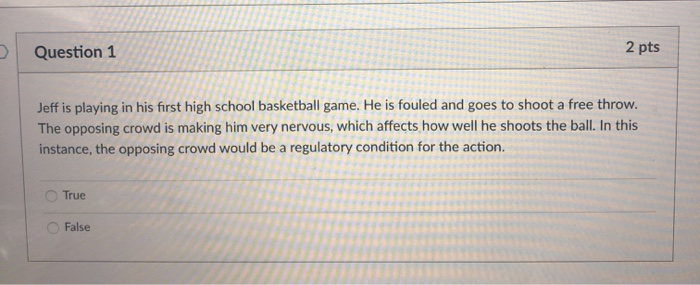 Solved Question 1 2 pts Jeff is playing in his first high | Chegg.com