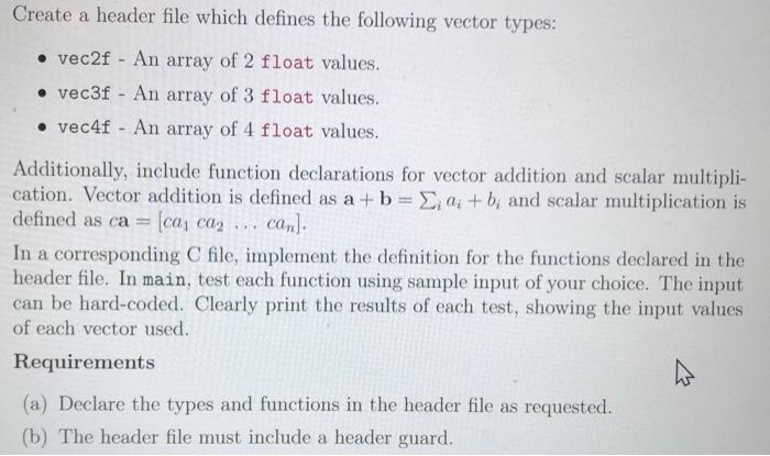Solved Create a header file which defines the following | Chegg.com