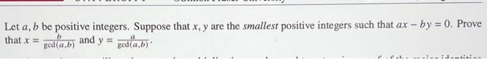 Solved Let A,b Be Positive Integers. Suppose That X,y Are | Chegg.com