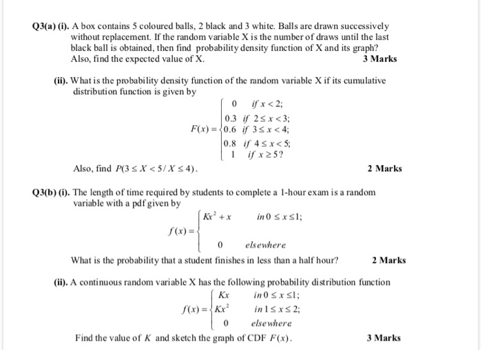 Solved Q3(a) (i). A box contains 5 coloured balls, 2 black