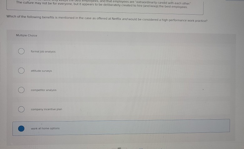 Solved nalysis: High Performance Work Practices at Netflix i | Chegg.com