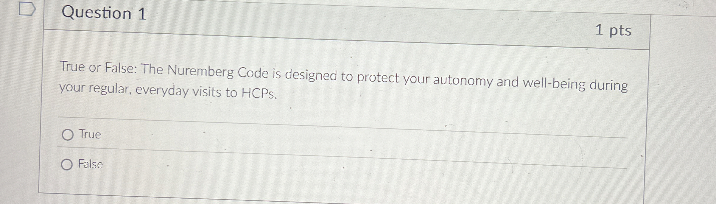 Solved Question 11 ﻿ptsTrue or False: The Nuremberg Code is | Chegg.com