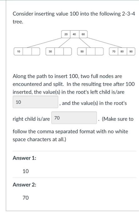 Solved Consider inserting value 100 into the following 2-3-4 | Chegg.com