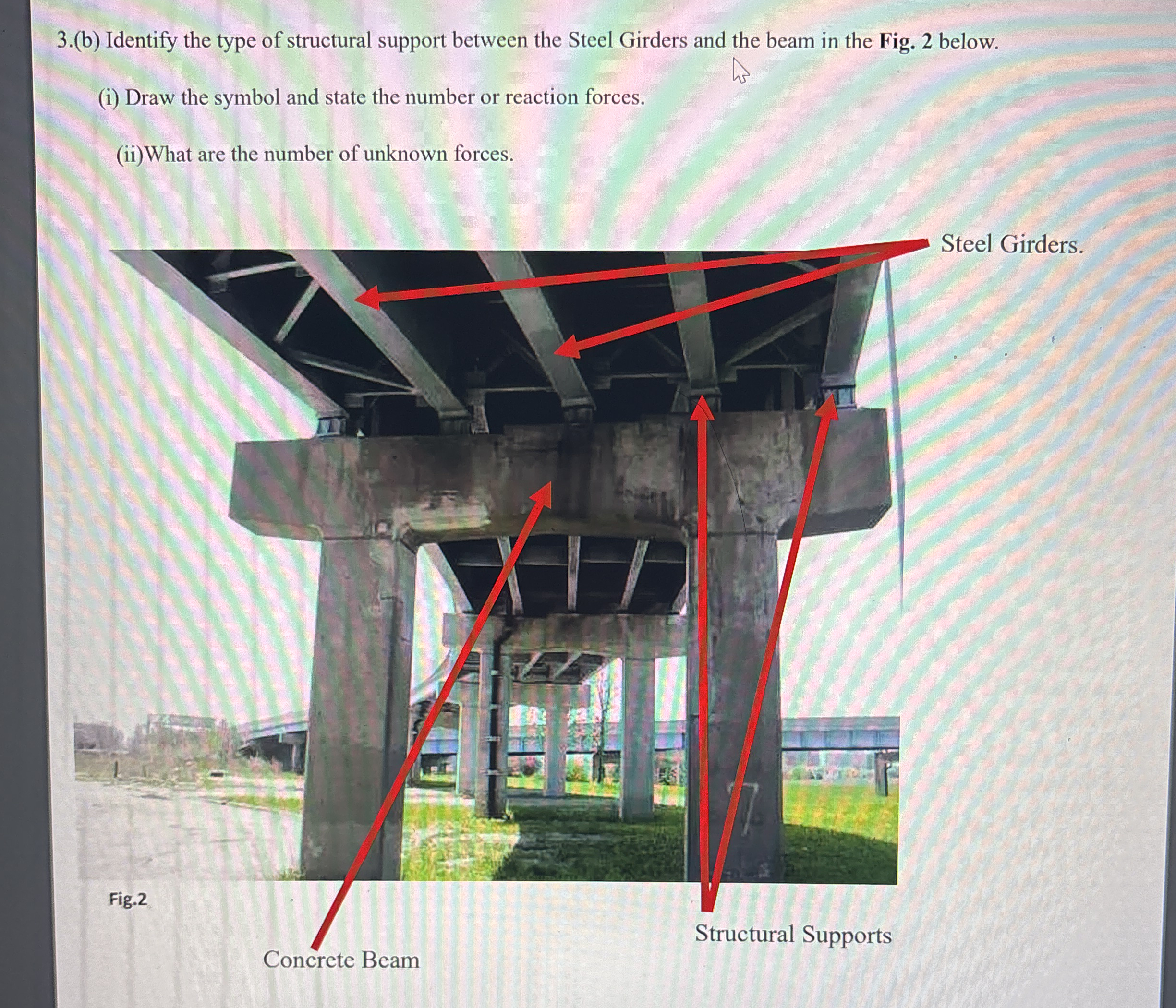 Solved 3.(b) ﻿Identify the type of structural support | Chegg.com