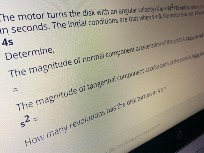 Solved Che motor turns the disk with an angular velocity of | Chegg.com