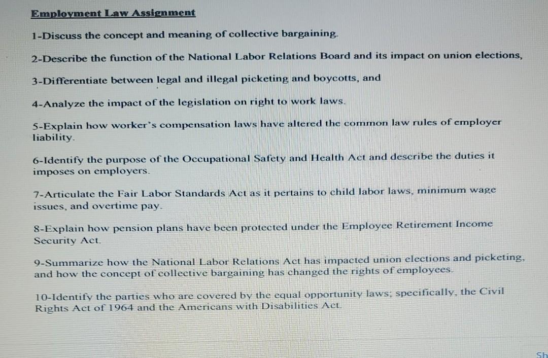 employment law assignment 1