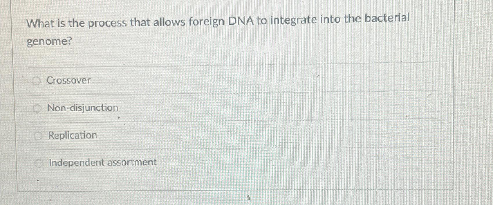 Solved What is the process that allows foreign DNA to | Chegg.com