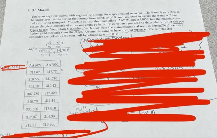 Solved 1. [10 Marks] You're an engineer tasked with | Chegg.com