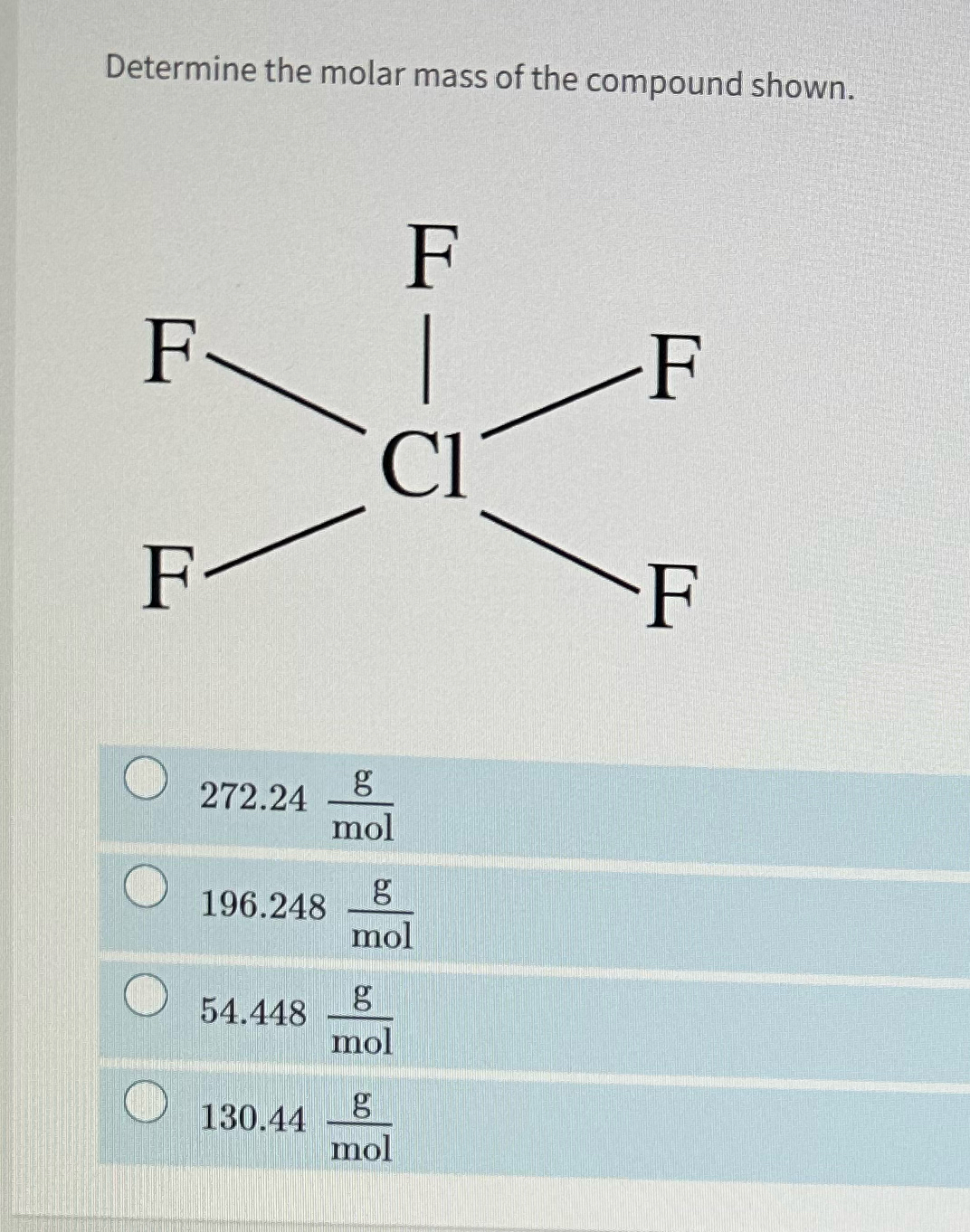 describe how to determine the molar mass of a compound