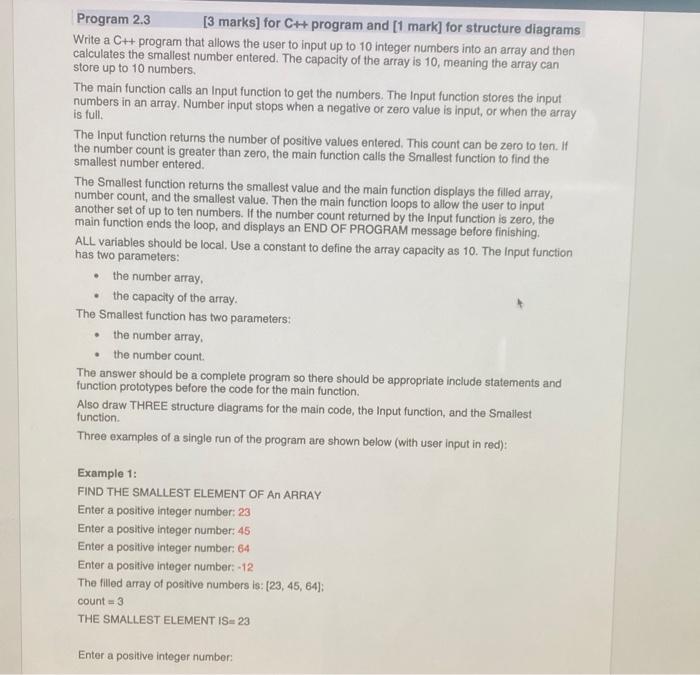 Solved Program 2.3 [3 marks] for C++ program and [1 mark] | Chegg.com