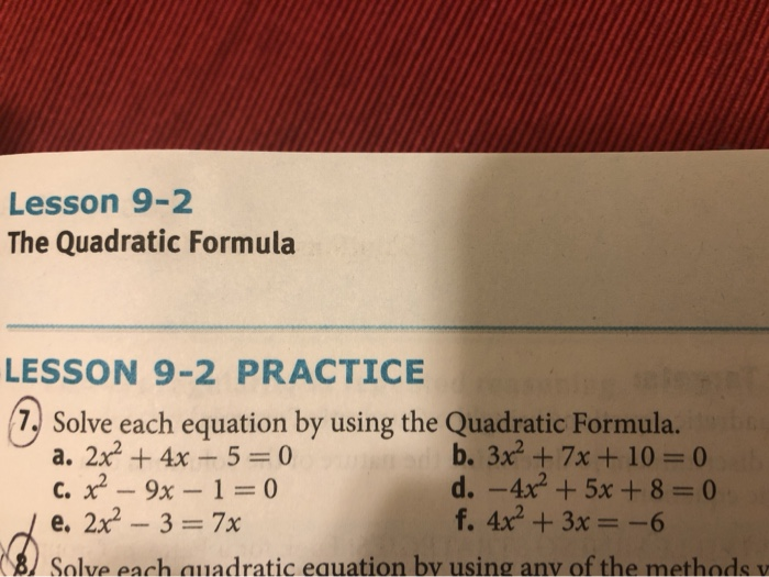 Using The Quadratic Formula Solve Each Equation With Answers - Tessshebaylo