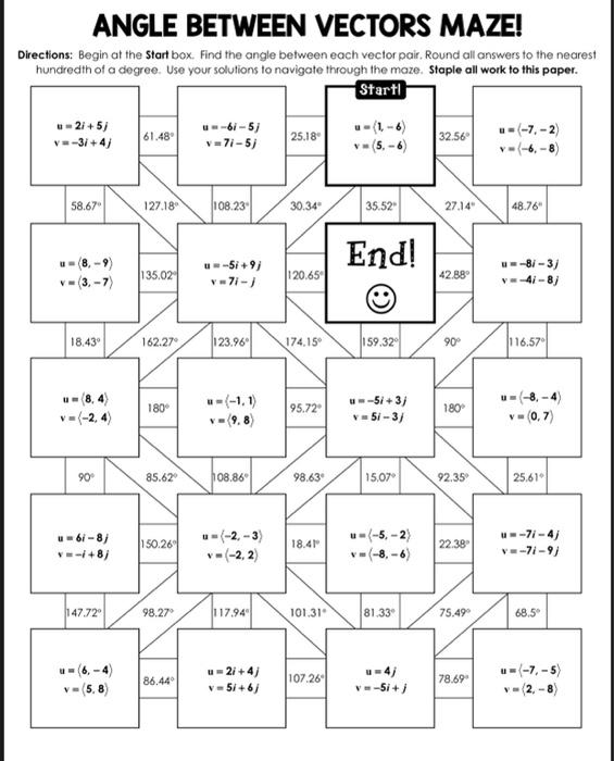 Solved 1 Of 2 Dot Products Maze! Directions: Begin At The 