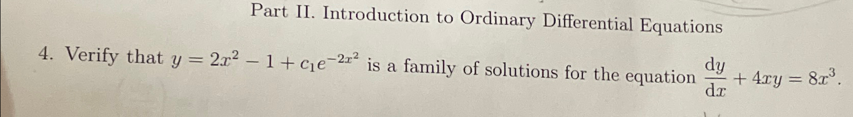 Solved Part II. ﻿Introduction to Ordinary Differential | Chegg.com