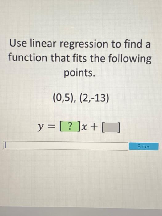 Solved Use Linear Regression To Find A Function That Fits | Chegg.com