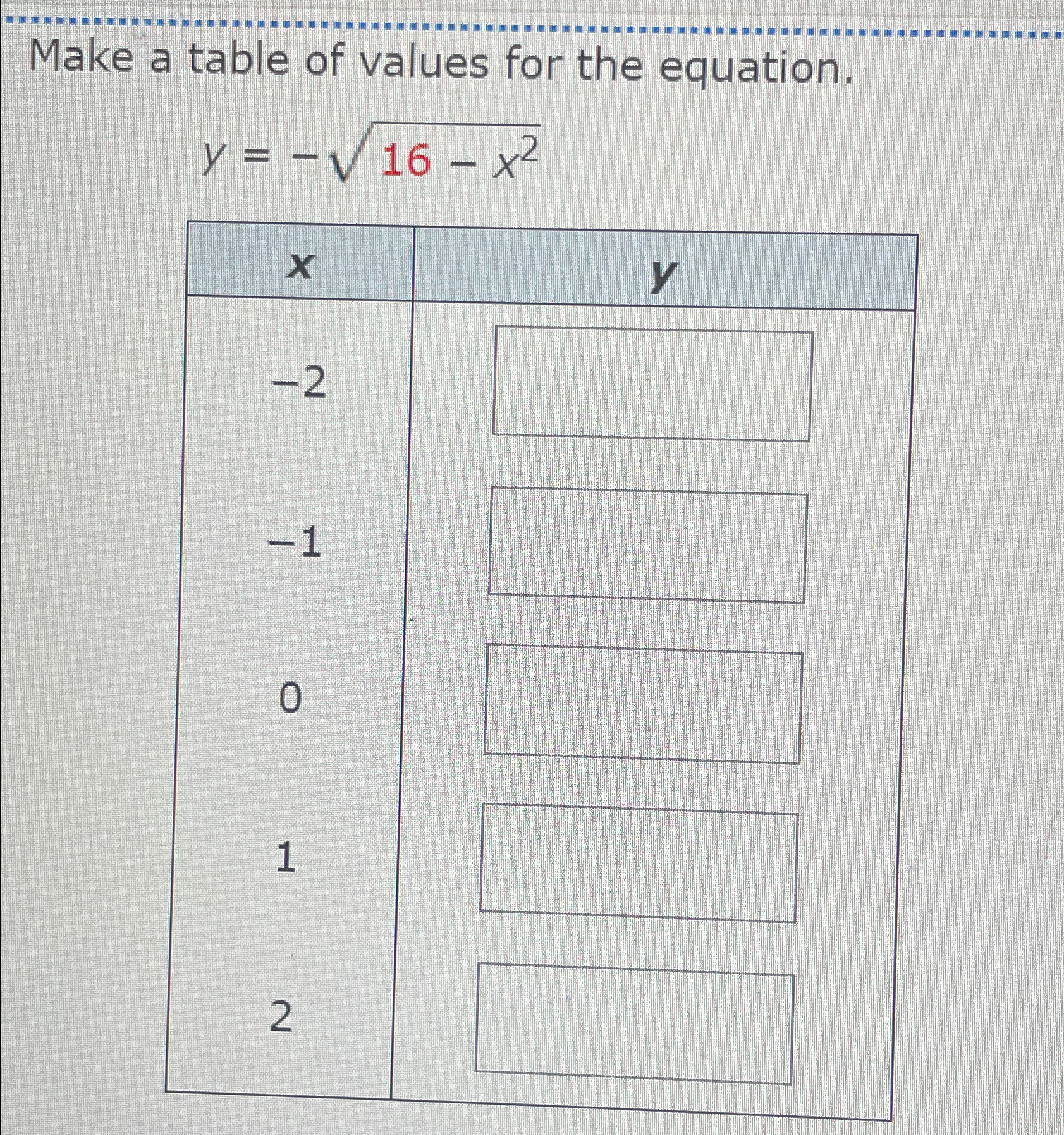 Solved Make a table of values for the | Chegg.com