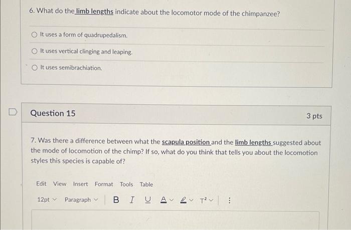 Solved 6. What do the limb lengths indicate about the | Chegg.com