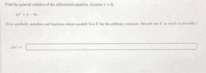 Solved Find the general solution of the differential | Chegg.com