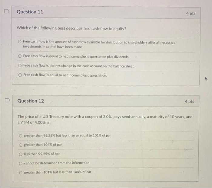 Solved Which of the following best describes free cash flow | Chegg.com