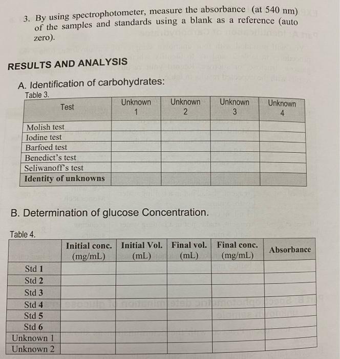 Solved Part B Spectrophotometric determination of glucose