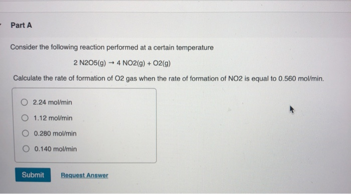Solved - Part A Consider the following reaction performed at | Chegg.com