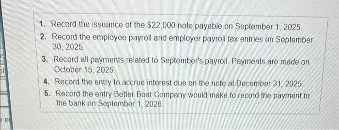 Solved 1. Record the issuance of the $22,000 note payable on | Chegg.com
