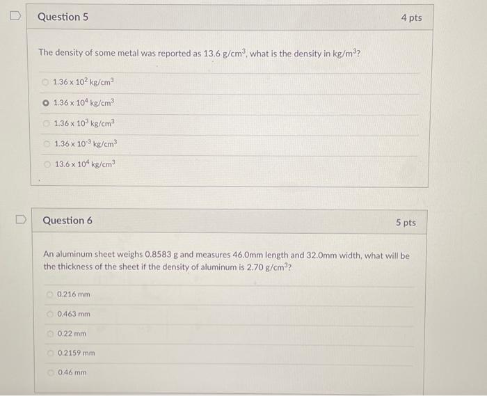 Solved The density of some metal was reported as 13.6 g/cm3, | Chegg.com