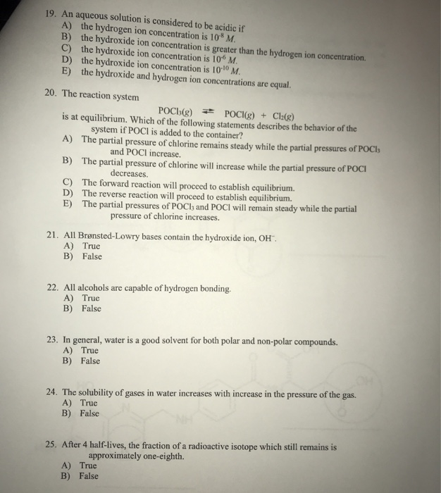 Solved 19. An aqueous solution is considered to be acidic if | Chegg.com