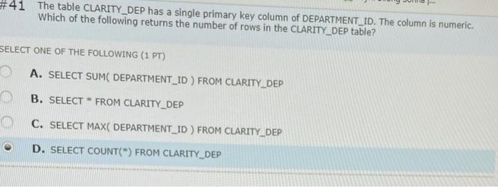 Solved #40 Use the following query to answer the question | Chegg.com