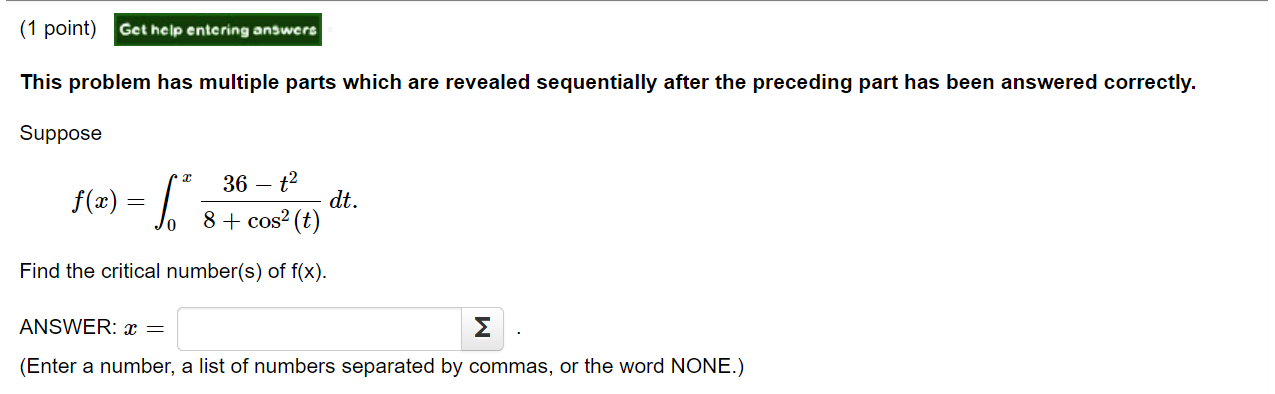 (1 ﻿point)This problem has multiple parts which are | Chegg.com
